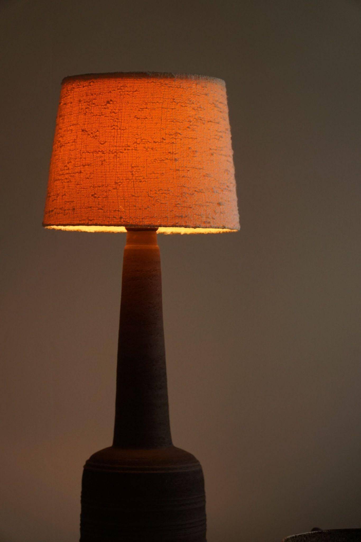 Tall decorative floor lamp in organic ceramic, mid-century Danish, 1970s.