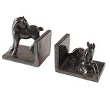 Black ceramic bookends horses