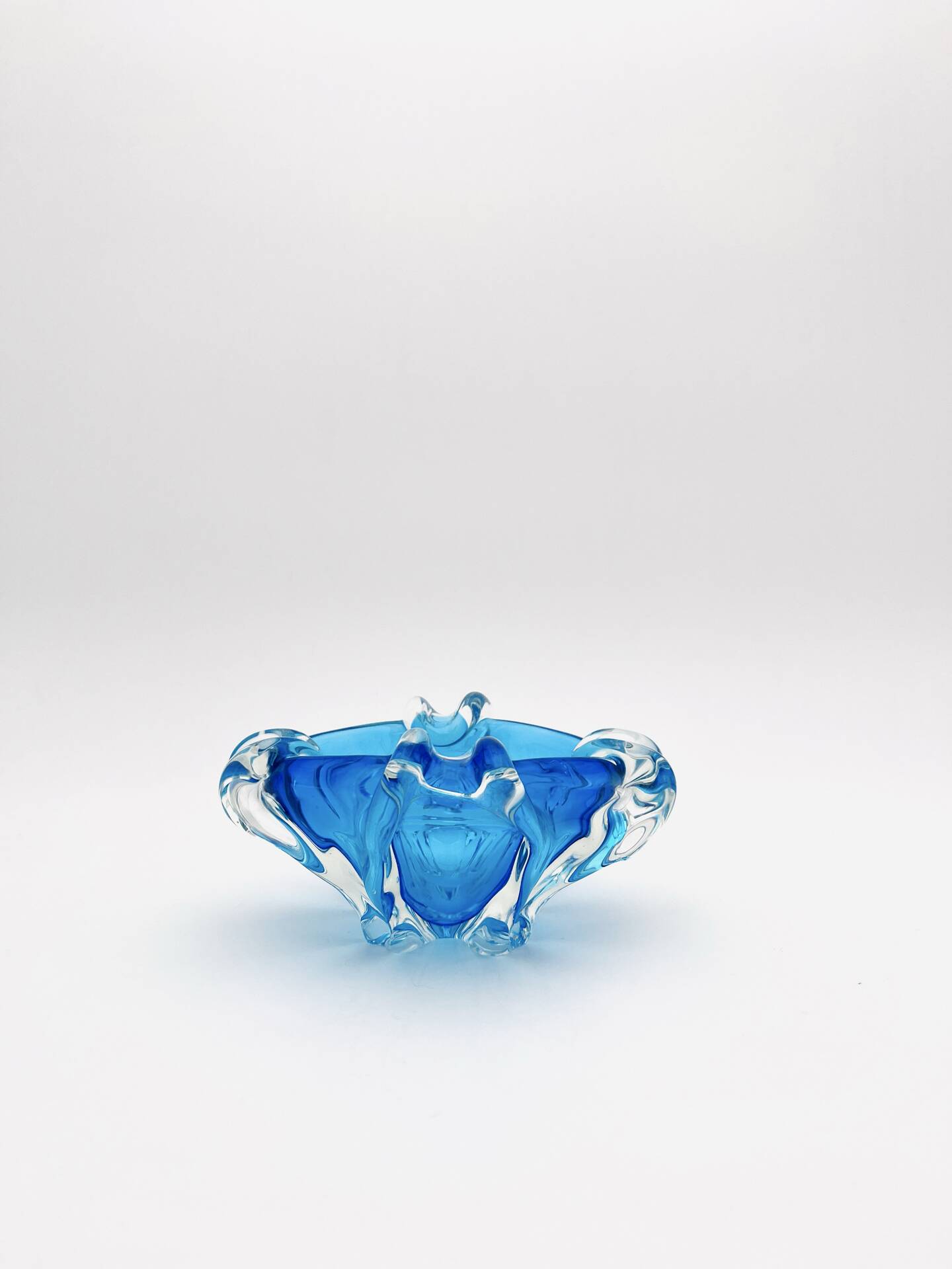 Bohémia Crystal Ashtray Josef Hospodka Blue Vintage 1960