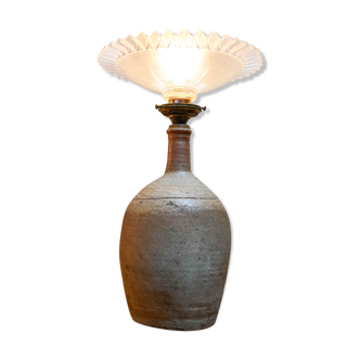 Sandstone table lamp - lampshade 70s