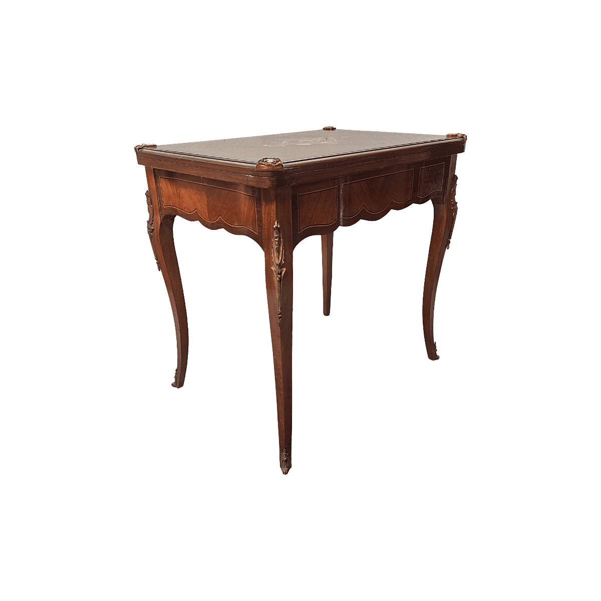 French Louis XV Style Gaming Table With Marquetry, 1960s