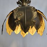 Svend Aage Holm Sørensen hanging lamp copper leaves brutalist