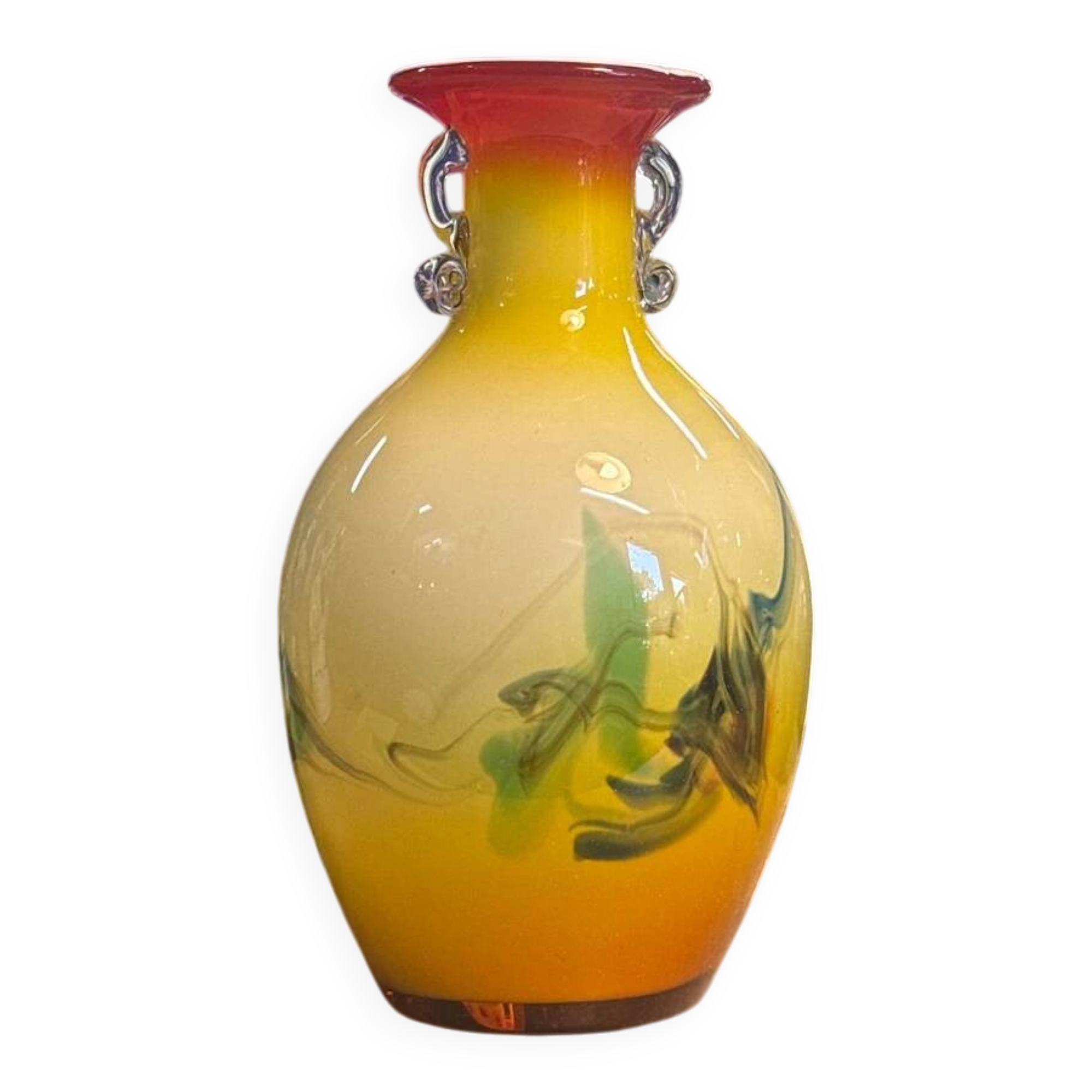 Glass vase – Handmade – Decoration – Yellow orange gradient
