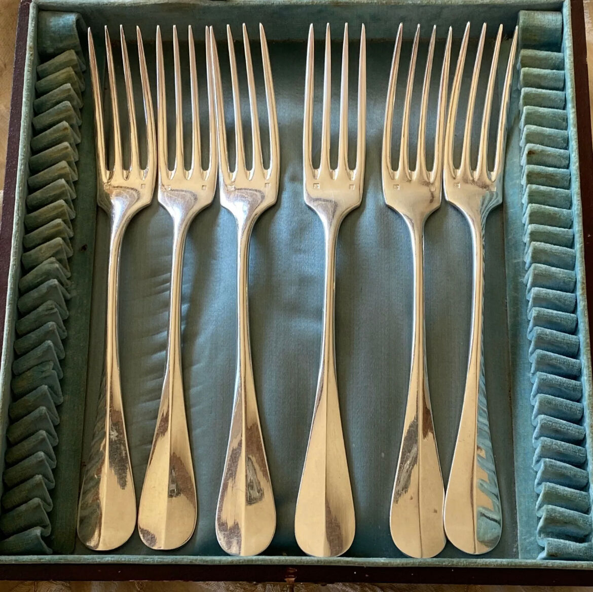 Set of 24 old cutlery: Alfenide housewife, monogrammed Fidelio model