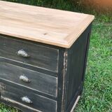 Old trading counter nine drawers black patina trade furniture