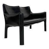 Canapé en cuir noir 'CAB 414' 2 places vintage italien des années 1980 par Mario Bellini pour Cassina.
