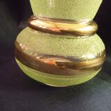 Two vintage green vases in glass and granite effect 50s