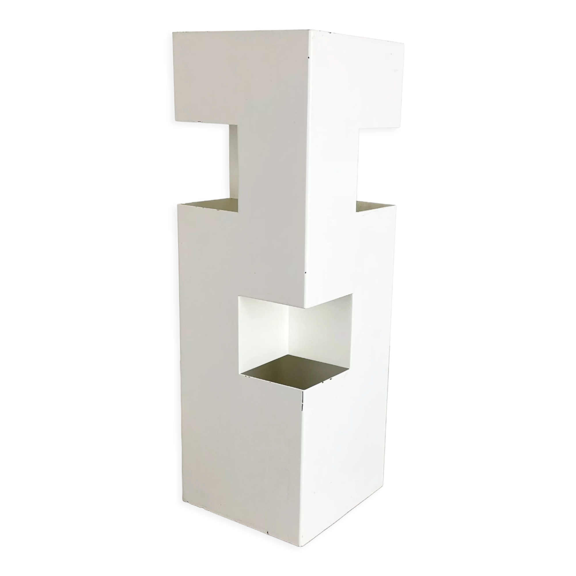 Original Modernist Cubic Pop Art Metal Umbrella Stand, France, 1970s