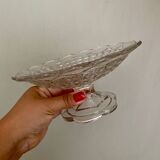 Compotier ou assiette à pied en verre ciselé vintage
