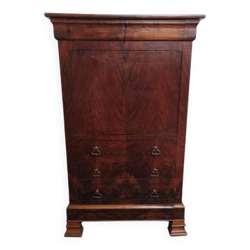 Louis Philippe secretary in oak and walnut burl.