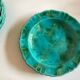 Set of 6 plates in glazed earth with godrons 1960