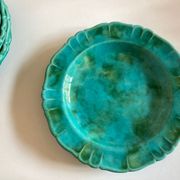 Set de 6 assiettes en terre vernissée à godrons 1960