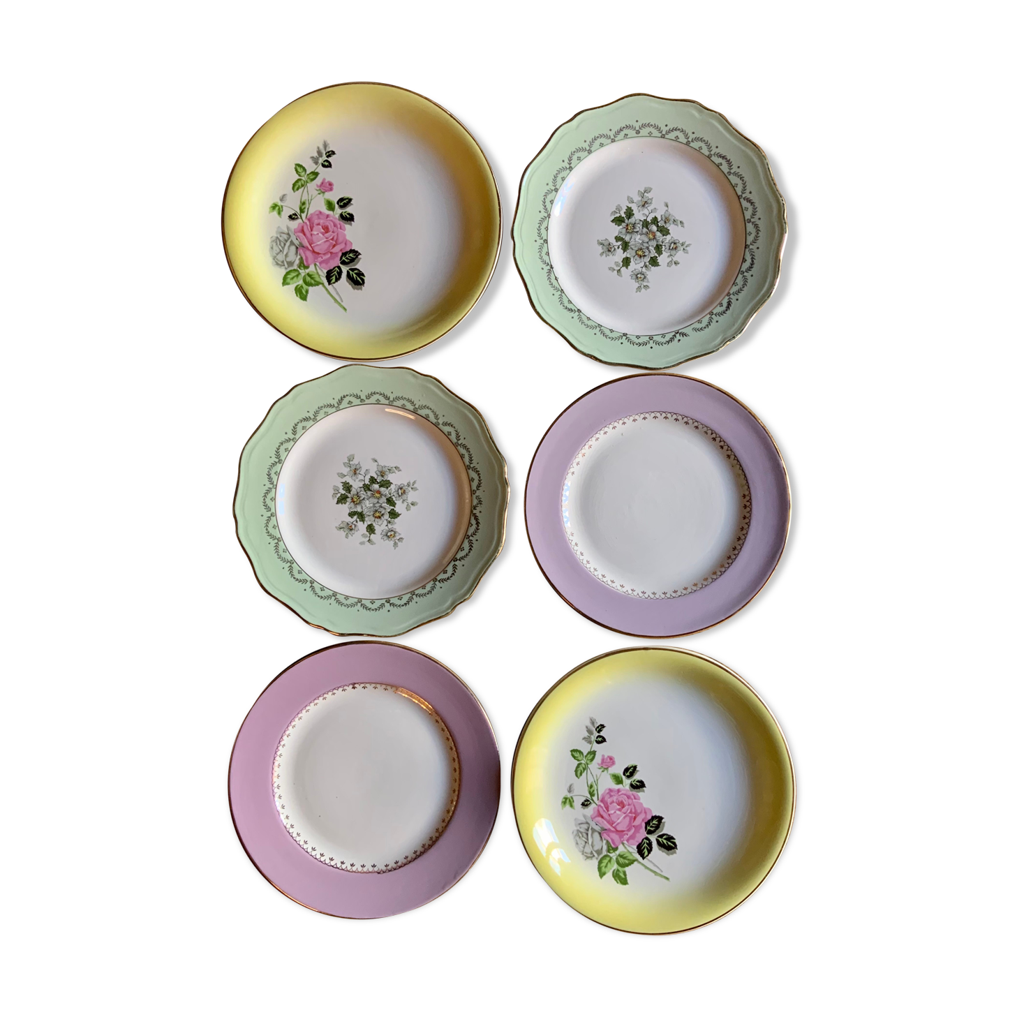 6 vintage flat plates