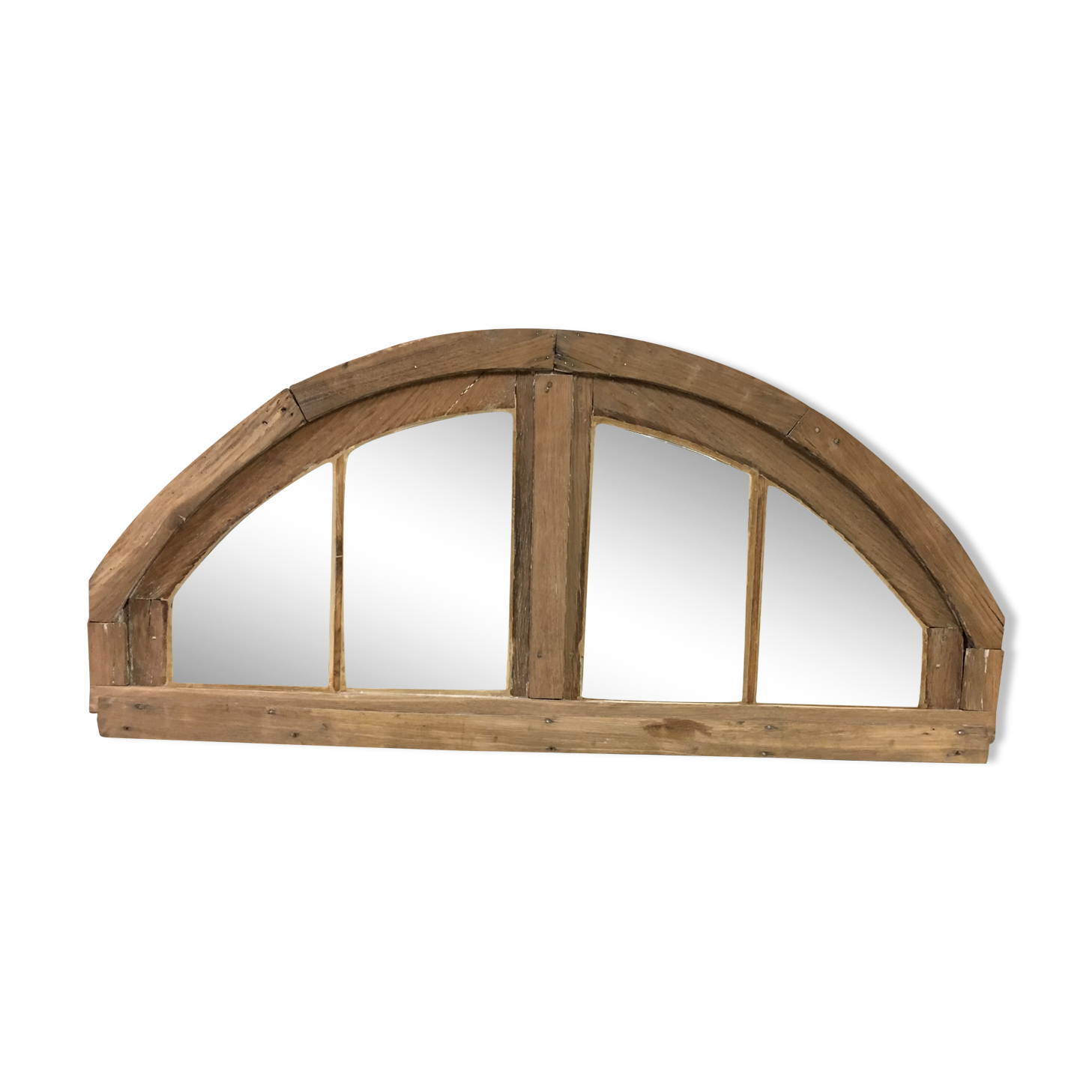 Former raw oak transom mirror 134x61cm