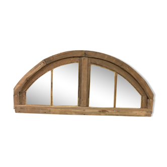 Former raw oak transom mirror 134x61cm