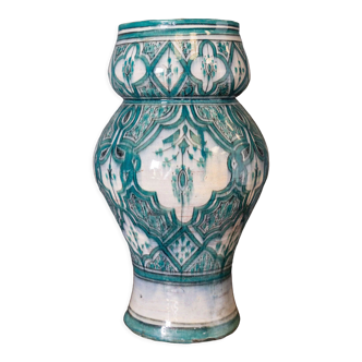 Vase Safi Maghreb Green and white ceramics