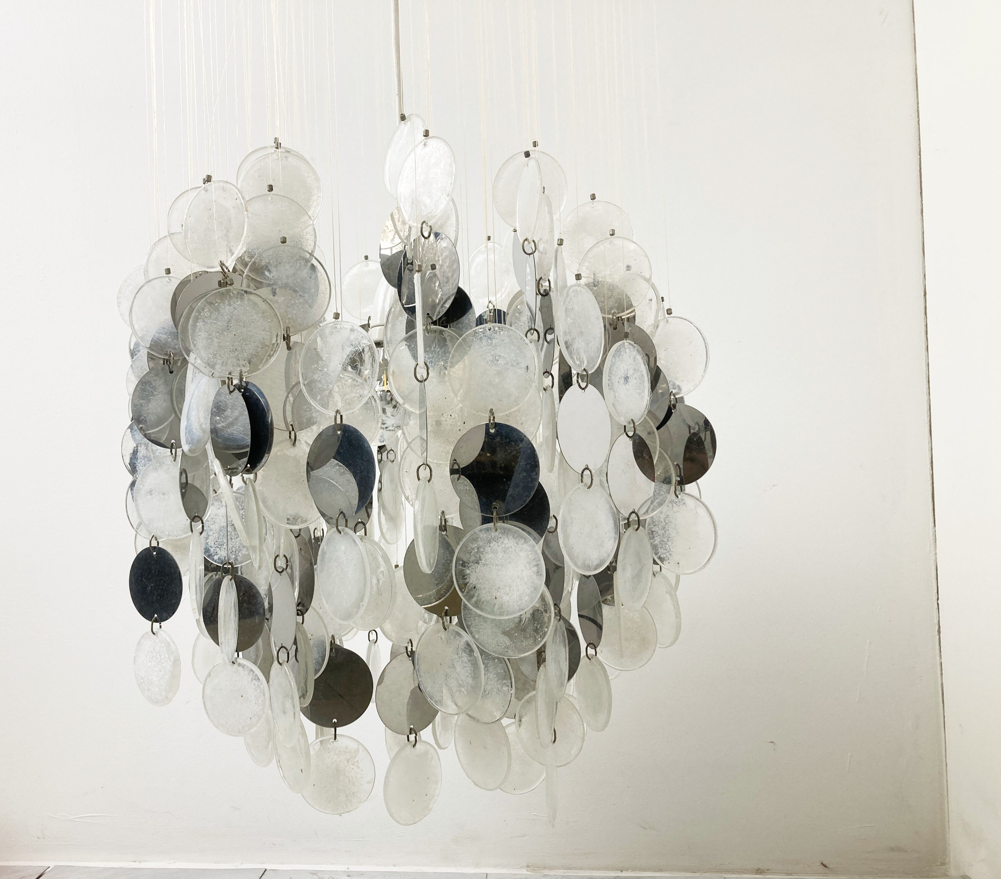 Mid century glass chandelier, 1970s