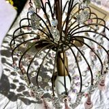 Magnificent Cascade Chandelier in Brass & Crystal Glass 1970s Vintage