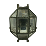 Metal and brass wall light with mirror background 1900