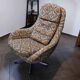 Set of 2 vintage high-back swivel armchairs with abstract upholstery