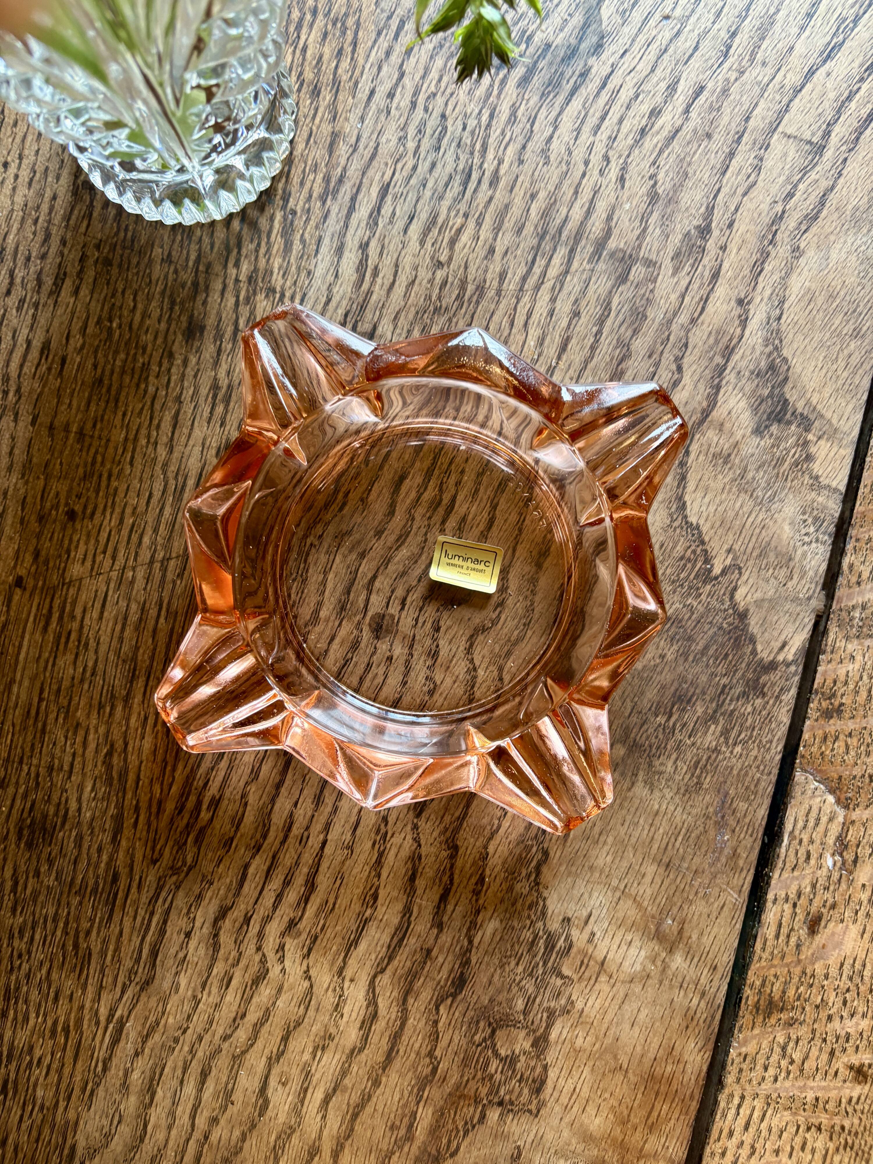 Vintage Luminarc ashtray in pink glass