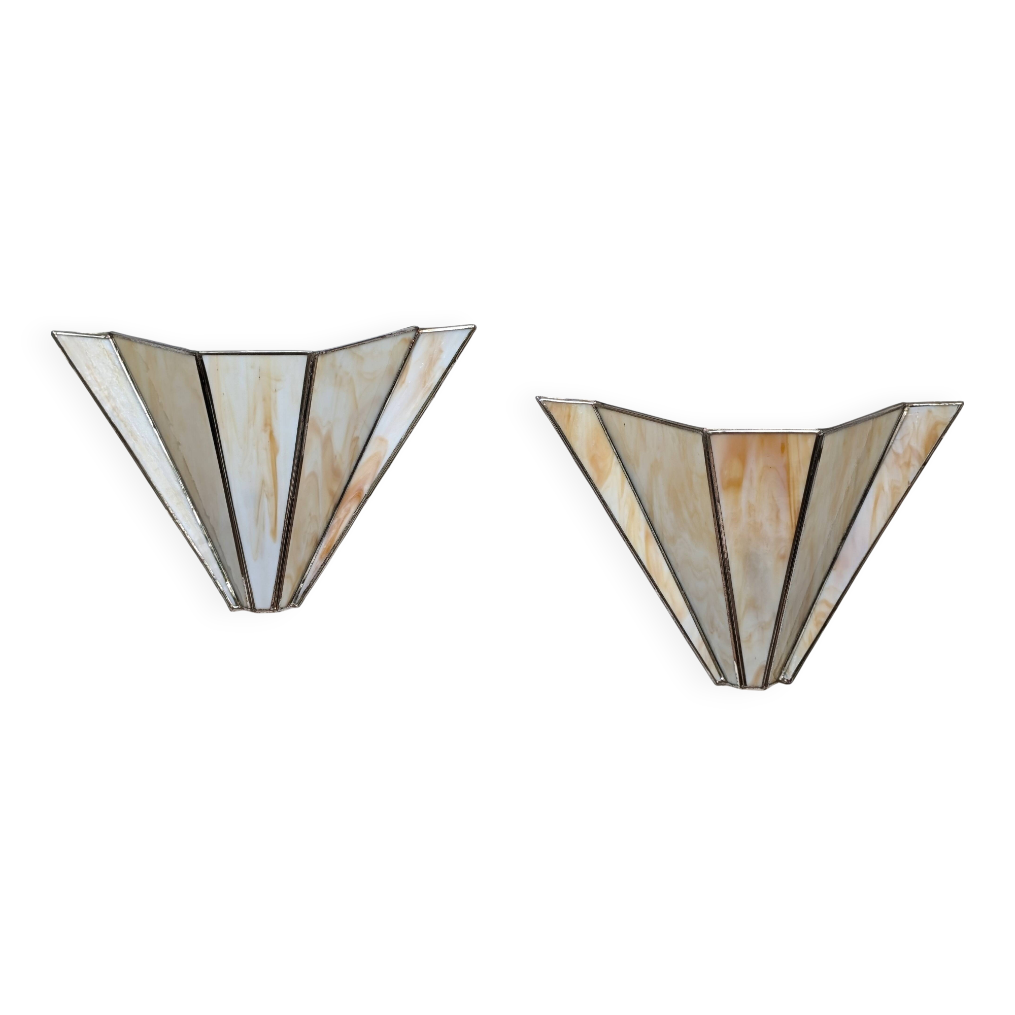 Pair of Art Deco glass paste wall lights