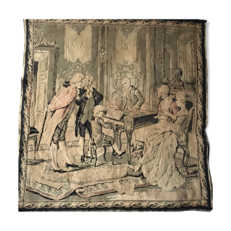 Old wall tapestry "Child at the piano"
