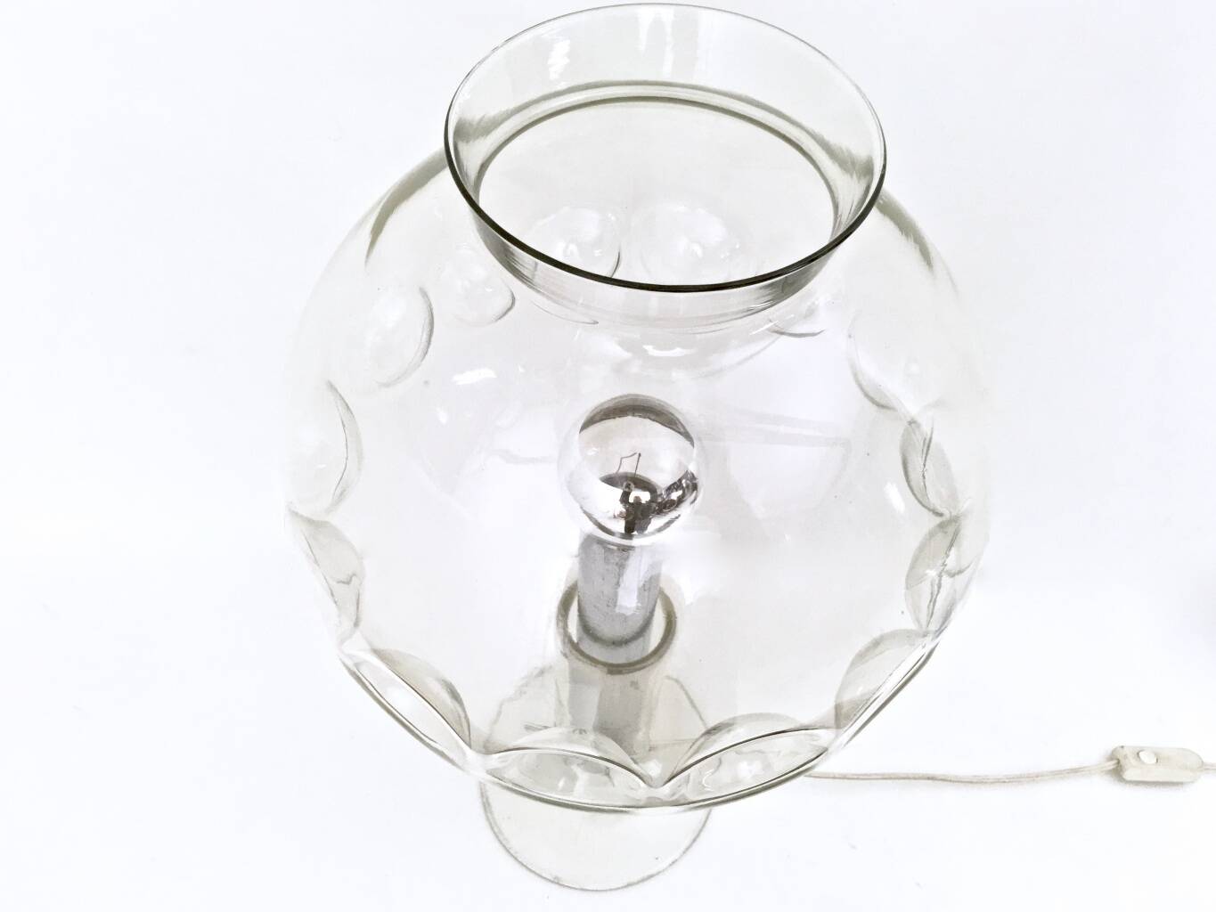 Vintage 1970s Steel Table Lamp with Spheric Murano Glass Shade