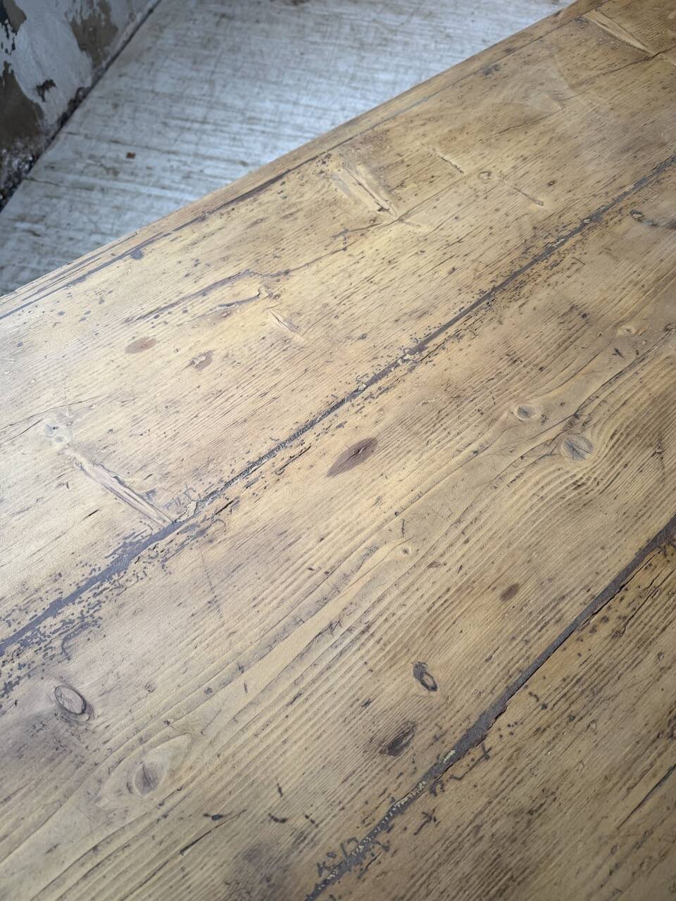 Pine and oak farmhouse table with multiple drawers, communal type, 240cm.