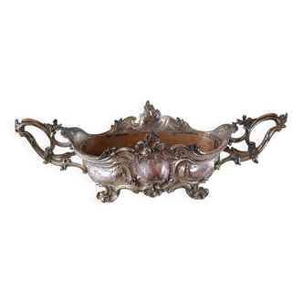 Large 19th century planter - silver-plated bronze in rocaille style Copper tub - 58cm