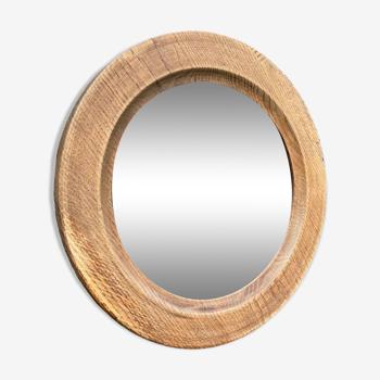 Round raw wood mirror 70′