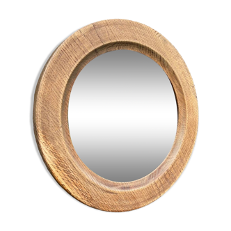 Miroir rond en bois brut 70′