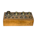 Complete series of brass weights for scales