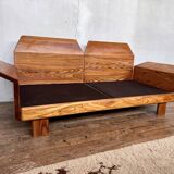 Canape seltz elm and leather design 1960