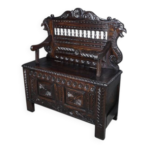 Banc coffre en chêne,