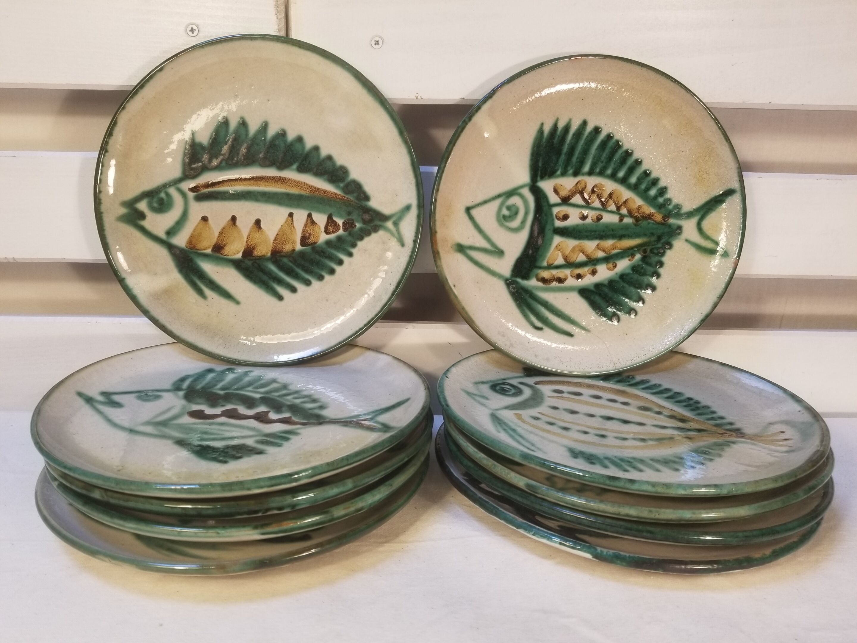 Series of 10 flat plates robert picault - 60s - fish series
