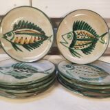 Series of 10 flat plates robert picault - 60s - fish series