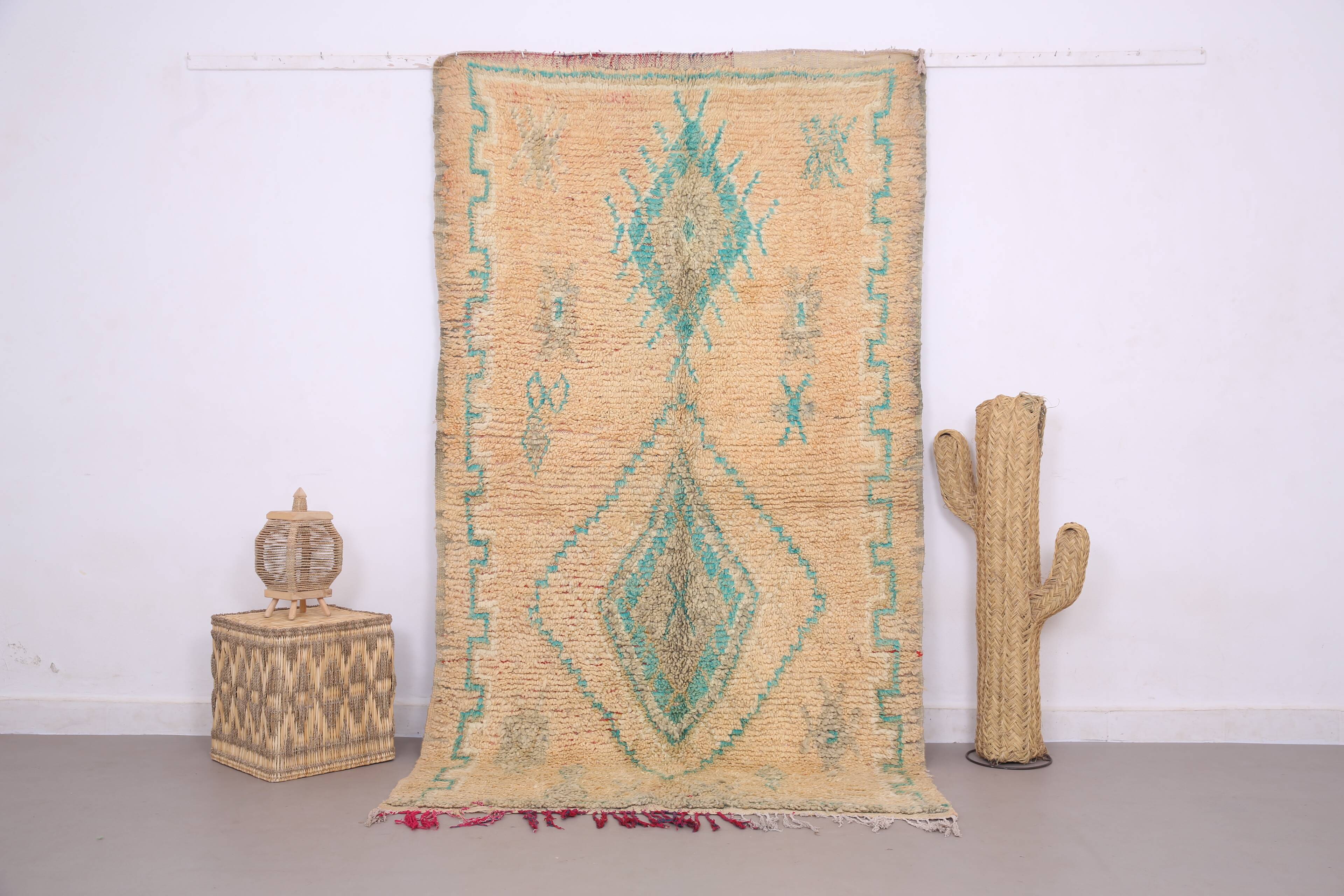 Peach & Turquoise vintage moroccan rug 143 x 249 cm - Berber Rug Handmade