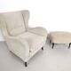 Ivory Lounge Chair with Ottoman in the Style of Gio Ponti, Italy