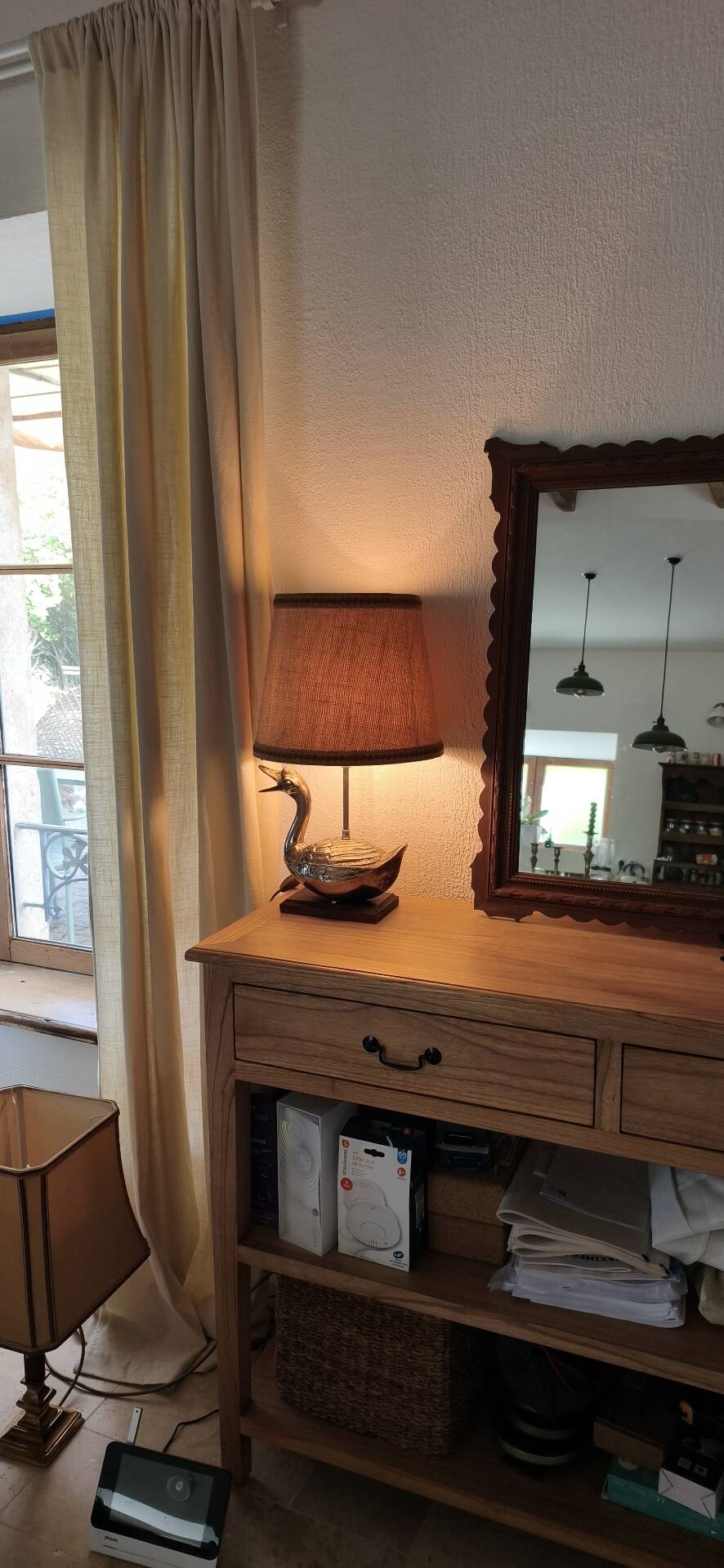 Lampe mid-century canard métal argenté