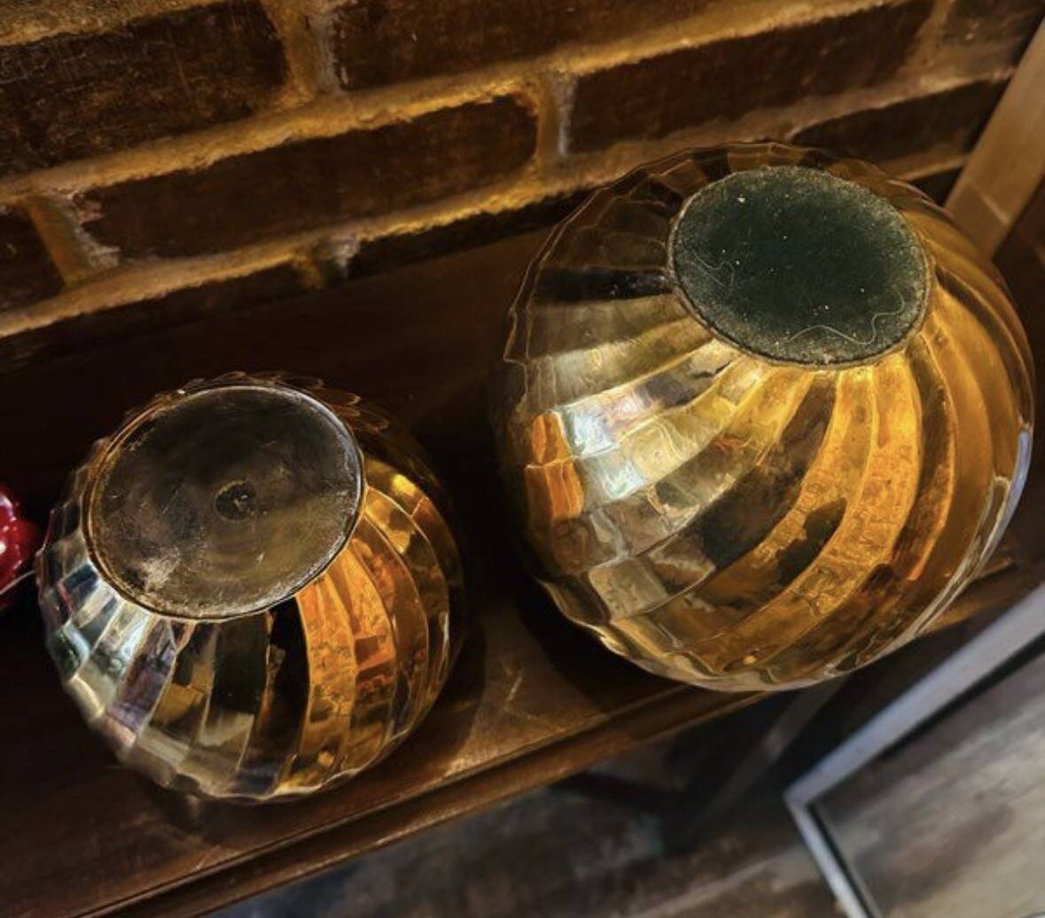 Antique Art Deco round vases Brass