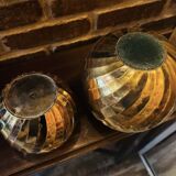 Antique Art Deco round vases Brass