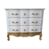 Commode style Louis XV, blanc et doré