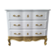 Louis XV style chest of drawers, white and gold