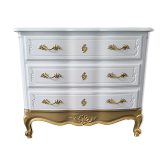 Louis XV style chest of drawers, white and gold