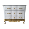 Louis XV style chest of drawers, white and gold