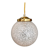 Vintage globe suspension in white Clichy glass