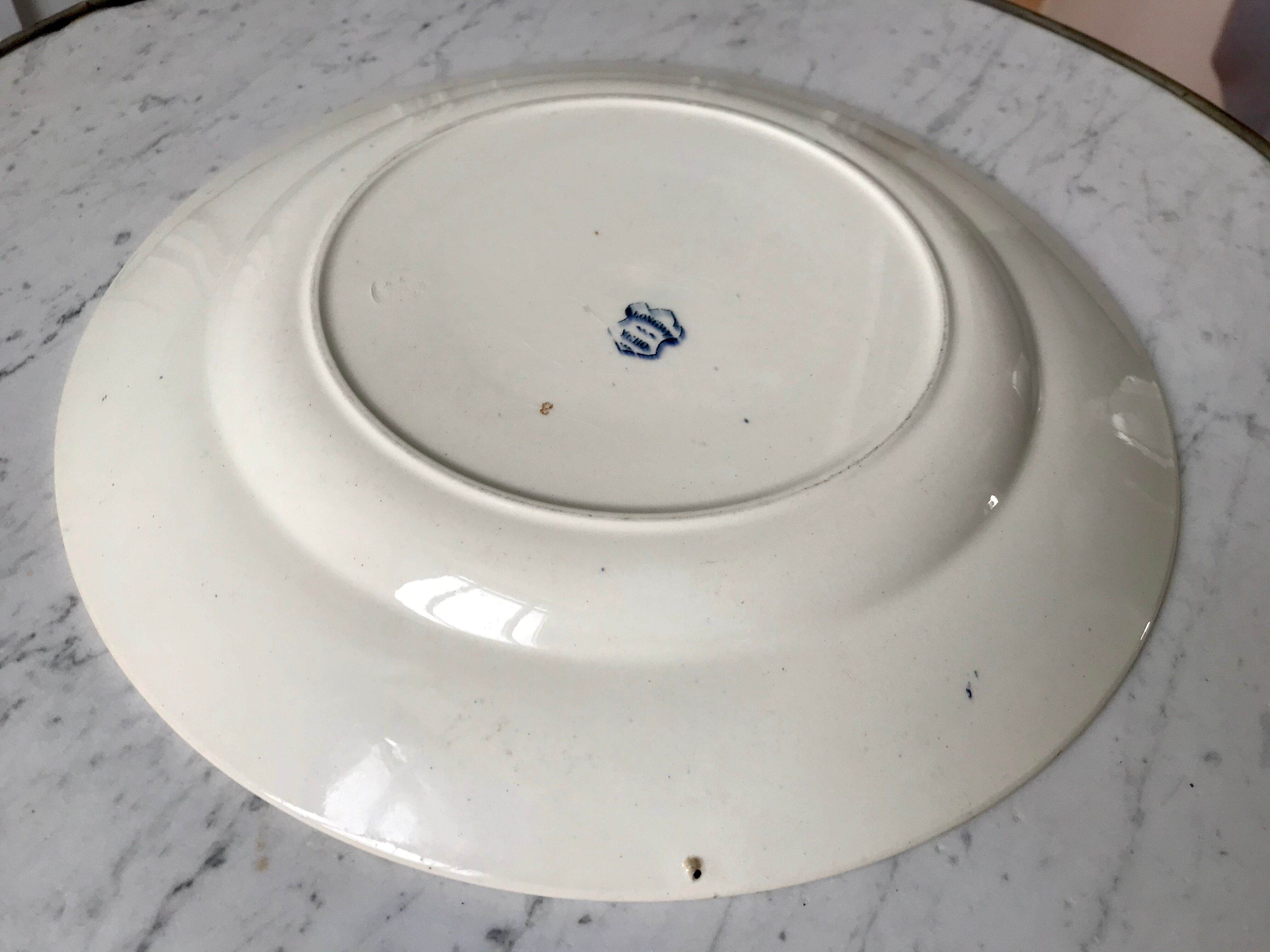 large round flat Terre de Fer Longwy model "YCHO" late nineteenth