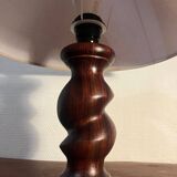 Solid turned wood foot lamp with lampshade