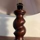 Solid turned wood foot lamp with lampshade